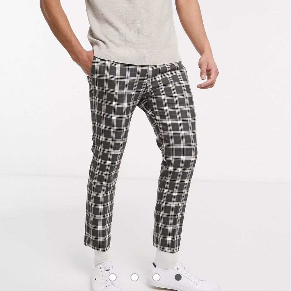 Topman Skinny Smart Sweatpants in Gray Heritage Check